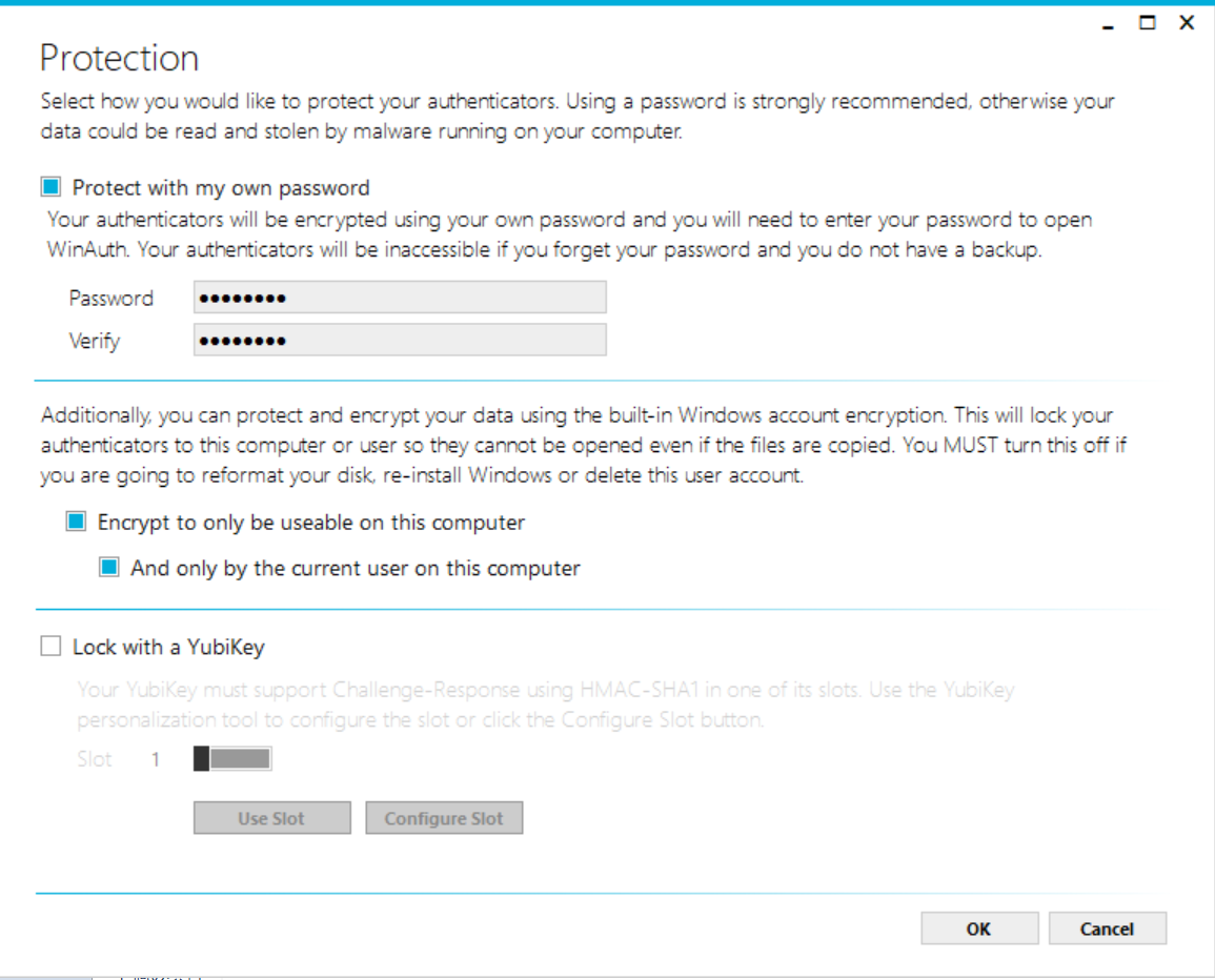 Protection of WinAuth