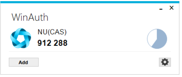 WinAuth 6桁の数字表示状態