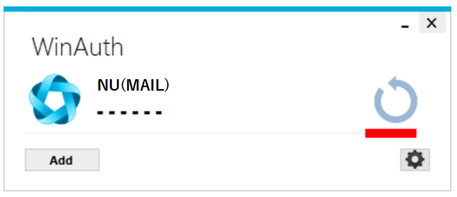 WinAuth 6桁の数字非表示状態